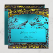 WEDEN LOVE VÖGEL, schwarz, weiß, gelb, blau Einladung (Vorne/Hinten)