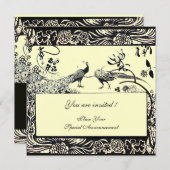 WEDEN LOVE VÖGEL, schwarz-weiß, gelb Einladung (Vorne/Hinten)