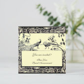 WEDEN LOVE VÖGEL, schwarz-weiß, gelb Einladung (Stehend Vorderseite)