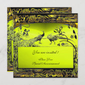 WEDEN LOVE VÖGEL, schwarz-weiß, gelb Einladung (Vorne/Hinten)