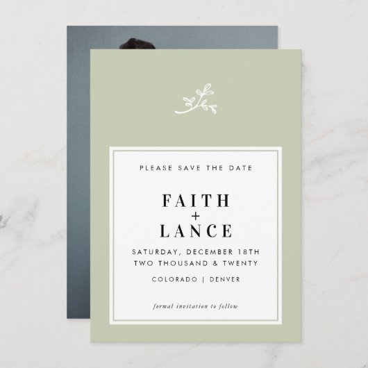 WEDEN SPEICHERN DAS DATUM niedliche Zwiebelgrün Einladung (Vorne/Hinten)