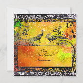 WEDEND LIEBE VÖGEL MONOGRAM schwarz-gelb-rosa Ruby Ankündigung (Rückseite)