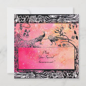 WEDEND LIEBE VÖGEL MONOGRAM schwarz-gelb-rosa Ruby Ankündigung (Rückseite)