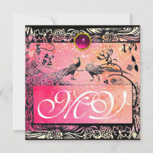 WEDEND LIEBE VÖGEL MONOGRAM schwarz-gelb-rosa Ruby Ankündigung