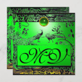 WEDEND LIEBE VÖGEL MONOGRAM schwarz-gelben Smaragd Ankündigung (Vorne/Hinten)