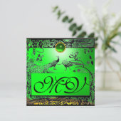 WEDEND LIEBE VÖGEL MONOGRAM schwarz-gelben Smaragd Ankündigung (Stehend Vorderseite)