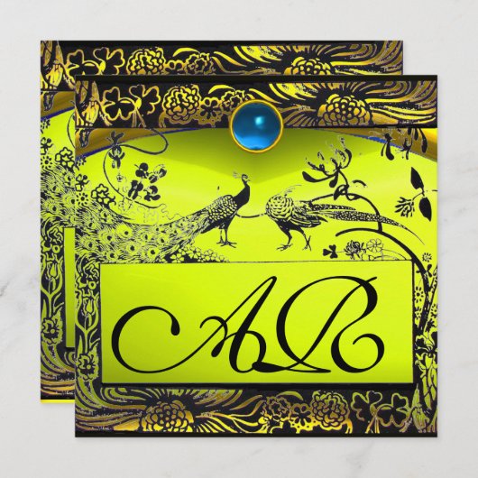 WEDEND LIEBE VÖGEL MONOGRAM schwarz-gelber Topaz Ankündigung (Vorne/Hinten)