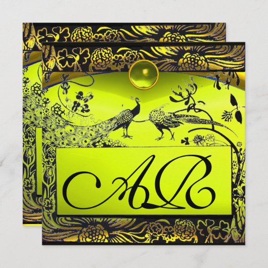 WEDEND LIEBE VÖGEL MONOGRAM schwarz-gelber Topaz Ankündigung (Vorne/Hinten)