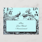 WEDEND LIEBE VÖGEL MONOGRAM schwarz-weiß blau Ankündigungspostkarte (Rückseite)