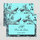 WEDEND LIEBE VÖGEL MONOGRAM schwarz-weiß blau Postkarte (Vorne/Hinten)