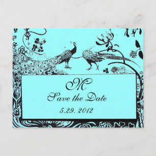 WEDEND LIEBE VÖGEL MONOGRAM schwarz-weiß blau Postkarte