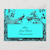 WEDEND LIEBE VÖGEL MONOGRAM schwarz-weiß blau Postkarte (Rückseite)