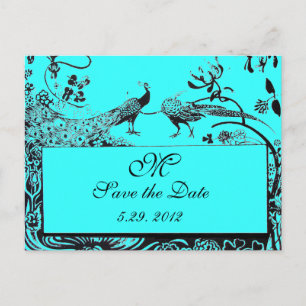 WEDEND LIEBE VÖGEL MONOGRAM schwarz-weiß blau Postkarte