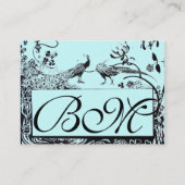 WEDEND LIEBE VÖGEL MONOGRAM, schwarz-weiß blau Visitenkarte (Rückseite)