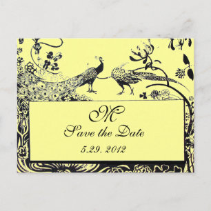 WEDEND LIEBE VÖGEL MONOGRAM schwarz-weiß gelb Postkarte