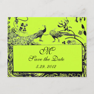 WEDEND LIEBE VÖGEL MONOGRAM schwarz-weiß grün Postkarte