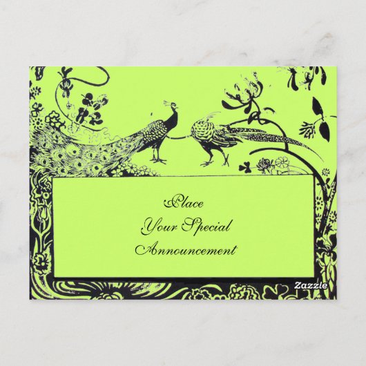 WEDEND LIEBE VÖGEL MONOGRAM schwarz-weiß grün Postkarte (Rückseite)