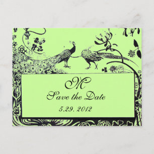 WEDEND LIEBE VÖGEL MONOGRAM schwarz-weiß grün Postkarte
