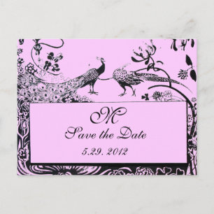 WEDEND LIEBE VÖGEL MONOGRAM schwarz-weiß rosa Postkarte