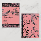 WEDEND LIEBE VÖGEL MONOGRAM, schwarz-weiß rosa Visitenkarte (Vorne/Hinten)