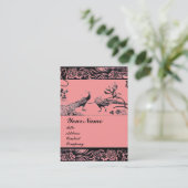 WEDEND LIEBE VÖGEL MONOGRAM, schwarz-weiß rosa Visitenkarte (Stehend Vorderseite)