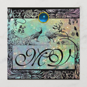 WEDEND LIEBE VÖGEL MONOGRAM schwarzes grünes Eis Ankündigung