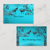 WEDEND LIEBE VÖGEL / PEACOCKS Schwarzes Blau Türki Visitenkarte (Vorne/Hinten)