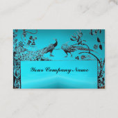 WEDEND LIEBE VÖGEL / PEACOCKS Schwarzes Blau Türki Visitenkarte (Rückseite)
