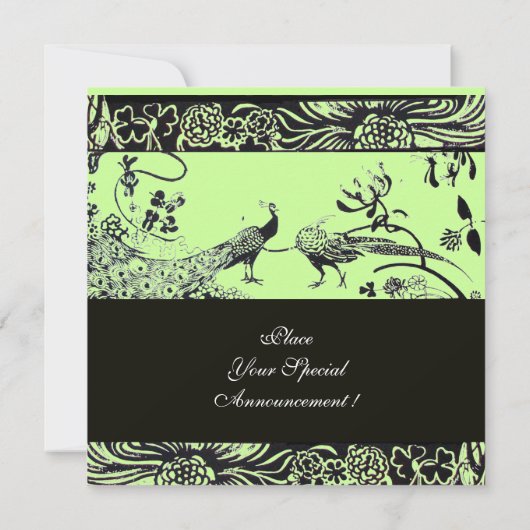 WEDEND LIEBE VÖGEL, schwarz-weiß, grün Einladung (Rückseite)