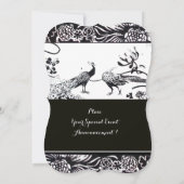 WEDEND LIEBE VÖGEL SQUARE MONOGRAM Schwarz, Weiß Einladung (Rückseite)