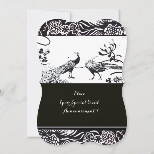 WEDEND LIEBE VÖGEL SQUARE MONOGRAM Schwarz, Weiß Einladung (Rückseite)