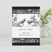 WEDEND LOVE VÖGEL, schwarz und weiß Einladung (Stehend Vorderseite)