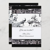 WEDEND LOVE VÖGEL, schwarz und weiß Einladung (Vorne/Hinten)