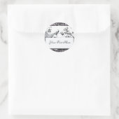 WEDEND LOVE VÖGEL, schwarz und weiß Runder Aufkleber (Tasche)