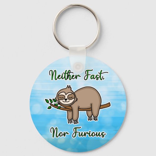 Weder schnell noch zorniger Lazy Sloth auf Baumzwe Schlüsselanhänger (Vorderseite)
