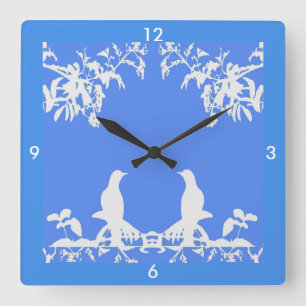 Wedgewood Uhr - weiße Vögel auf Zuhause des Blau