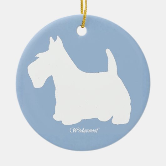 Wedgewoof Scottish-Terrier-Blau Keramikornament (Vorne)