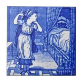 Wedgwood 1880 Red Riding Hood & Wolf Blue Tile Fliese