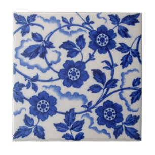 Wedgwood Blau Weiße Antiästhesie Floral Repro Fliese