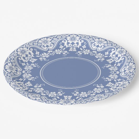 Wedgwood Blue Jasperware Lace Doily Pappteller (Schrägansicht)