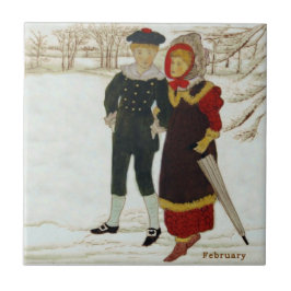 Wedgwood Februar Schnee Handfarbene Repro Fliese