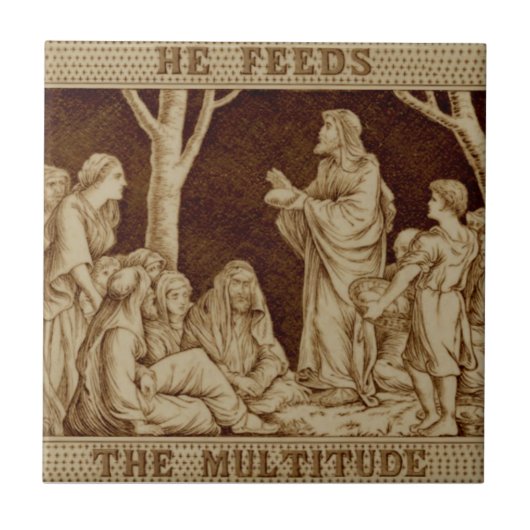 Wedgwood Jesus Miracle Repro Antisepien Gold Fliese (Vorderseite)