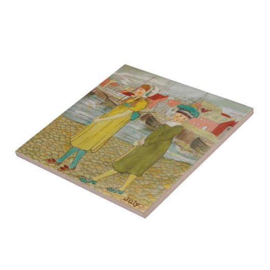 Wedgwood Juli Handfarben c1885 Repro Fliese (Seite)