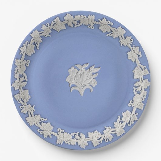 Wedgwood Style Blue Jasperware Look Polterabend Pappteller (Vorderseite)