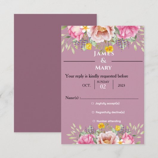 WEDING BELLS RSVP KARTE (Vorne/Hinten)