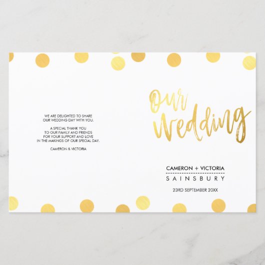 WEDING CEREMONY handgeschriebene Skriptgoldspots (Vorderseite)