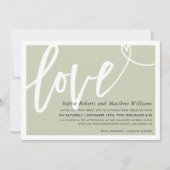 WEDING INVITE Liebe Pinsel mit grünen Buchstaben Einladung (Vorderseite)