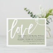 WEDING INVITE Liebe Pinsel mit grünen Buchstaben Einladung (Stehend Vorderseite)