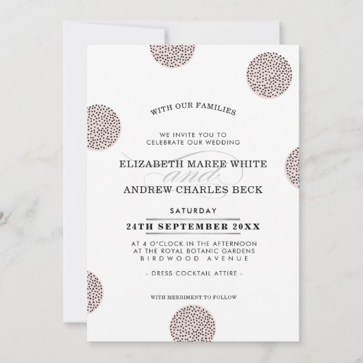 WEDING INVITE schick minimalistisch Mini Dot blass Einladung (Vorderseite)