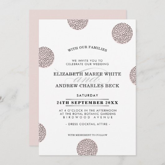 WEDING INVITE schick minimalistisch Mini Dot blass Einladung (Vorne/Hinten)